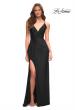 Picture of: Faux Wrap Jersey Dress with Slit and Strappy Back in Black, Style: 30501, Detail Picture 3