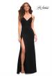 Picture of: Simple Thick Jersey Gown with High Skirt Slit in Black, Style: 30544, Detail Picture 3