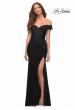 Picture of: Off the Shoulder Long Jersey Gown with Ruffle in Black, Style: 30703, Detail Picture 3