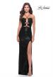 Picture of: Stretch Sequin Dress with Unique Front Cut Outs in Black, Style: 31549, Style: 31549