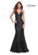 Picture of: Mermaid Print Sequin Dress with Lace Up Open Back in Black, Style: 31943, Detail Picture 3
