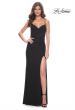 Picture of: Net Jersey Ruched Dress with Rhinestone Fishnet Detail on Bust in Black, Style: 32219, Detail Picture 3
