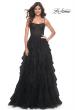 Picture of: Tulle A-Line Dress with Ruffle Skirt and Buster Rhinestone Fishnet Bodice in Black, Style: 32233, Detail Picture 3