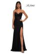 Picture of: Long Lace Prom Dress with Rhinestones and Lace Up Back in Black, Style: 33069, Detail Picture 3