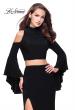 Picture of: Long Two Piece Dress with Cold Shoulders and Bell Sleeves in Black, Style: 25353, Detail Picture 4