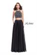 Picture of: Long Two Piece Dress with Beading and Strappy Back in Black, Style: 25469, Detail Picture 2