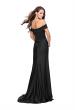 Picture of: Satin Off the Shoulder Dress with Trumpet Silhouette in Black, Style: 25579, Detail Picture 2