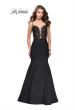 Picture of: Mikado Prom Dress with Lace Beaded Bodice and Low Back in Black, Style: 25751, Detail Picture 2