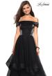 Picture of: Elegant Off the Shoulder Tulle Layered Ball Gown in Black, Style: 27224, Detail Picture 4