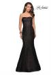Picture of: Long Mermaid Metallic Lace Strapless Prom Dress in Black, Style: 27267, Detail Picture 4