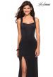 Picture of: Form Fitting Jersey Prom Dress with Side Leg Slit in Black, Style: 27479, Detail Picture 4