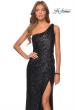 Picture of: Long Sequin One Shoulder Ruched Prom Dress in Black, Style: 28401, Detail Picture 4