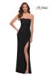 Picture of: Strapless Jersey Dress with Ruching and Skirt Slit in Black, Style 29489, Detail Picture 4