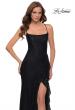 Picture of: Stretch Lace Dress with Ruffle Skirt Detail and Slit in Black, Style 29650, Detail Picture 4
