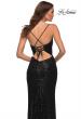 Picture of: Long Sequin Gown with Wrap Style Top and Slit in Black, Detail Picture 4