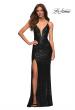 Picture of: Sequin Gown with Deep V Neckline and Lace Up Back in Black, Style: 30388, Detail Picture 4