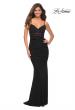 Picture of: Long Jersey Dress with Sheer Corset Bodice in Black, Detail Picture 4