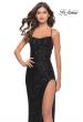 Picture of: Simple Stretch Sequin Gown with High Circle Slit in Black, Style: 31166, Detail Picture 4