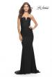 Picture of: Elegant Ruched Strapless Gown with Deep V in Black, Style: 31226, Detail Picture 4