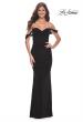 Picture of: Off the Shoulder Net Jersey Dress with Ruching in Black, Style: 31914, Detail Picture 4