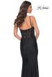 Picture of: Sheer Lace Top with Ruched Jersey Skirt Prom Dress in Black, Style: 32132, Detail Picture 4