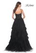 Picture of: Tulle A-Line Dress with Ruffle Skirt and Buster Rhinestone Fishnet Bodice in Black, Style: 32233, Detail Picture 4