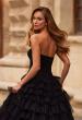 Picture of: Strapless Tiered Ruffle Gown with Pleated Bodice and Front Slit in Black, Style: 33202, Detail Picture 4