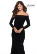 Picture of: Off the Shoulder Long Sleeve Jersey Prom Dress in Black, Style: 28754, Detail Picture 5