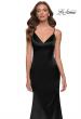 Picture of: Chic Long Stretch Satin Gown with V Neck and Back in Black, Style 29960, Detail Picture 5