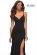 Picture of: Simple Jersey Gown with V Neckline and Slit in Black, Detail Picture 5
