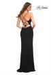 Picture of: Chic Long Net Jersey Dress with Lace Up Back in Black, Detail Picture 5