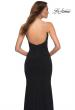 Picture of: Net Jersey Long Dress with Ruching and Diamond Straps in Black, Style: 30701, Detail Picture 5