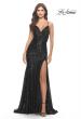 Picture of: Long Sequin Gown with Dramatic Flare Skirt and Slit in Black, Style: 31140, Detail Picture 5