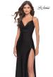 Picture of: Drape Neckline Jeweled Jersey Prom Dress with High Slit in Black, Style: 31221, Detail Picture 5