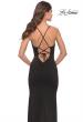 Picture of: Fitted Matte Jersey Gown with Unique Deep V Neckline in Black, Style: 31370, Detail Picture 5