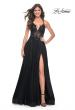 Picture of: Tulle A-Line Gown with Sheer and Beaded Lace Detail in Black, Style: 31471, Detail Picture 5