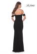 Picture of: Off the Shoulder Net Jersey Dress with Ruching in Black, Style: 31914, Detail Picture 5