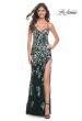 Picture of: Floral Embroidered and Sequin Print Gown with Lace Up Back in Black, Style: 31992, Detail Picture 5
