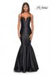 Picture of: Satin Mermaid Prom Gown with Corset Top in Black, Style: 32269, Detail Picture 5