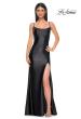 Picture of: Chic Stretch Satin Dress with Illusion Mesh Back in Black , Style 32640, Detail Picture 5