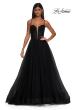 Picture of: Tulle Prom Dress with A-Line Skirt and Ruched Corset Top in Black, Style: 32700, Detail Picture 5