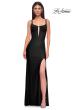 Picture of: Corset Jersey Prom Dress with Deep V Neckline in Black , Style 32763, Detail Picture 5