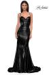 Picture of: Mermaid Metallic Jersey Dress with Draped Neckline in Black , Style 32897, Detail Picture 5