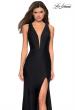 Picture of: Form Fitting Long Jersey Dress with Plunging Neckline in Black, Style: 27602, Detail Picture 6