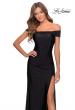 Picture of: Off the Shoulder Prom Dress with Tie Back and Slit in Black, Style: 28506, Detail Picture 6