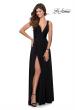 Picture of: Empire Waist Prom Gown with Deep V Neckline in Black, Style: 28547, Detail Picture 6
