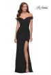 Picture of: Off the Shoulder Net Jersey Dress with Ruching in Black, Style 29756, Detail Picture 6