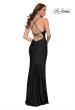 Picture of: Fitted Long Jersey Gown with Criss Cross Bodice in Black, Style 29848, Detail Picture 6