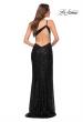 Picture of: Sequin Gown with One Shoulder Top and Open Back in Black, Style 29962, Detail Picture 6