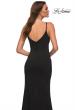 Picture of: Simple Jersey Gown with V Neckline and Slit in Black, Detail Picture 6